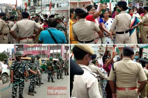 UP Brutal Gang-Rape Incident : Tripura Congress's protest rally against Brutal gang-rape of UP has been stopped by police UP Brutal Gang-Rape Incident : Tripura Congress's protest rally against Brutal gang-rape of UP has been stopped by police